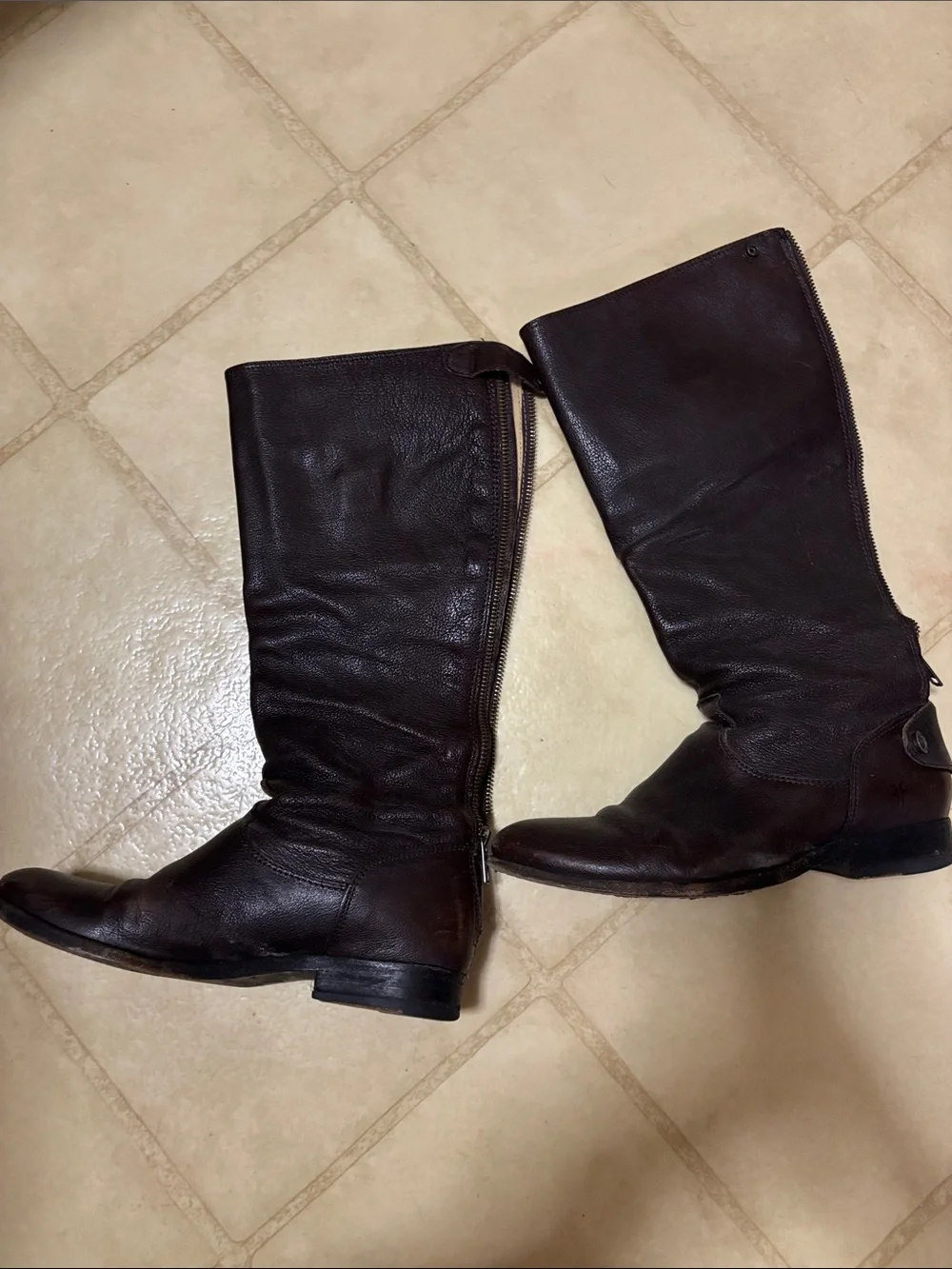 Frye Dark Brown Over-the-Knee Leather Riding Boots
